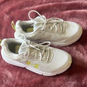 Under Armour White and Yellow Athletic Shoes